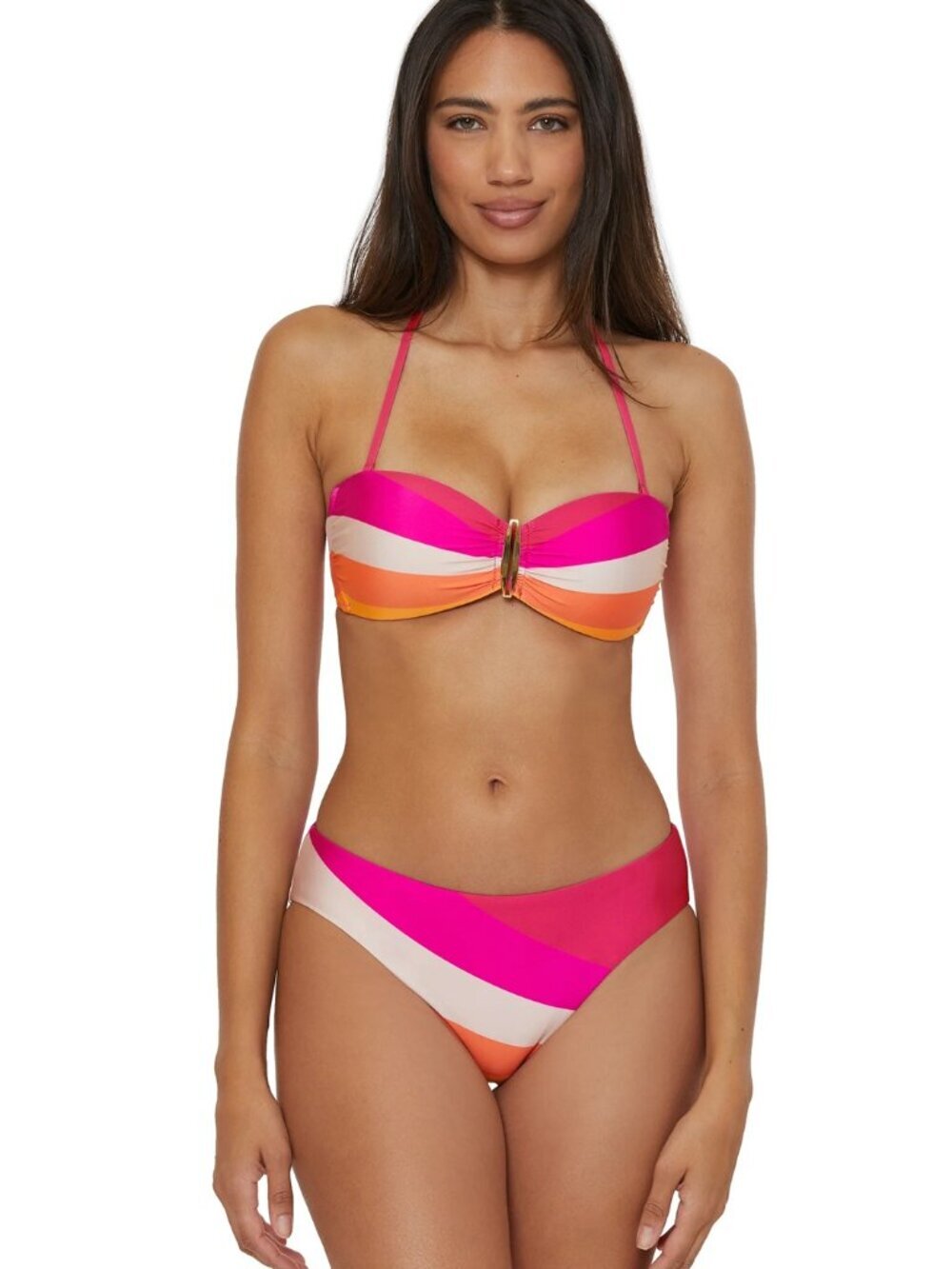 NWT Trina Turk Buckle Bandeau Swim Top+Bottoms Bikini Set  2 Pieces Sunburst